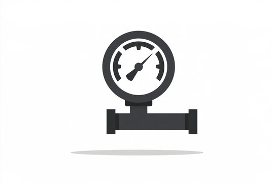 Flat vector illustration of a pressure gauge on a pipe isolated on white background.