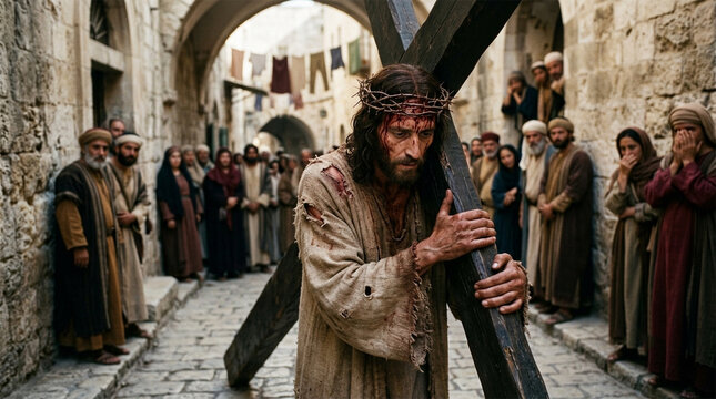 Jesus Carrying the Cross on the Via Dolorosa