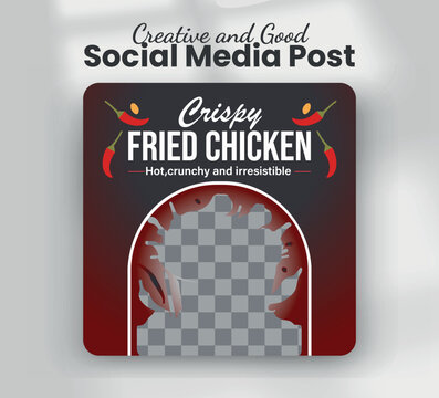 Crispy fried chicken fast food restaurant promotion banner template
