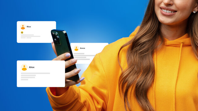 Sharing feedback through a smartphone in a bright setting with multiple user profiles displayed on the screen