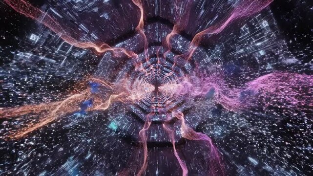 An Immersive Journey Through a High-Tech Tunnel of Light and Energy, Showcasing Dynamic Patterns and Vivid Colors in a Stunning Visual Experience