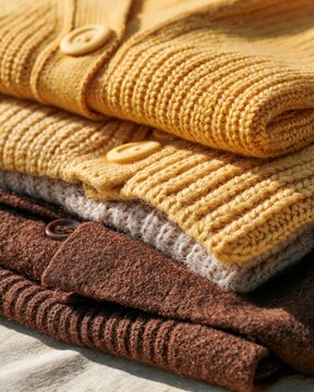 Warm, knitted cardigans in rich earth tones