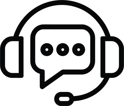 Customer support headset icon, live chat and call center communication symbol for service help desk and business technology design