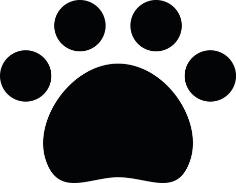 Animal paw print icon showing four toes and a pad with footprint wildlife domestic silhouette creature stepping identification stamping