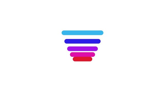 Loading screen animation with colorful horizontal bars moving in abstract pattern