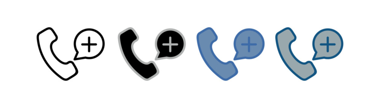 Emergency call icon set featuring multiple styles and emergency telephone designs.