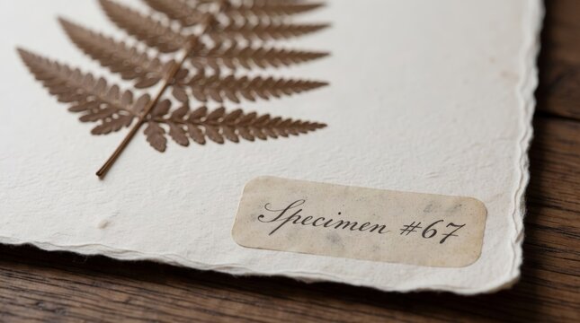 Vintage Pressed Fern Botanical Specimen with Label 67