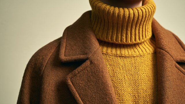 Cozy knit turtleneck in warm mustard yellow hue