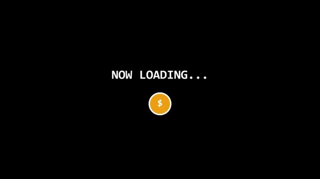 Loading screen animation featuring a spinning coin symbol on black background
