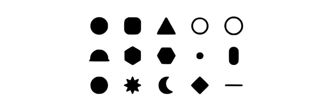 Geometric Ideogram Icons Set, Minimalist Design Elements. Abstract Shapes Collection