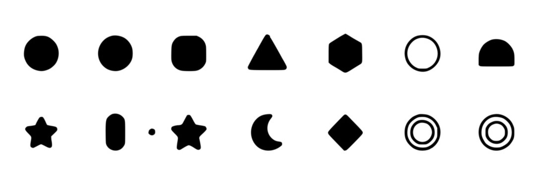 Geometric Ideograms Set, Minimalist Icons Collection. Abstract Shapes, Simple Design Elements