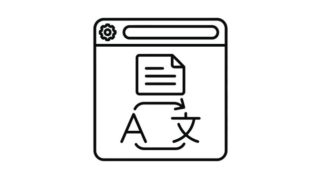 Letter a with gear icon and pencil error correction symbol
