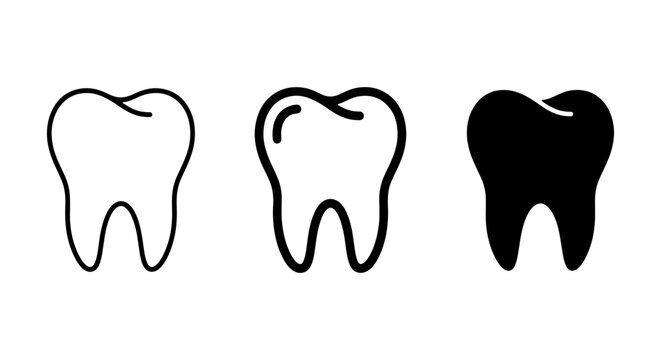 Dental Tooth Icons, Oral Health Symbols, Healthy Teeth Vector Graphics, Medical Healthcare Concepts