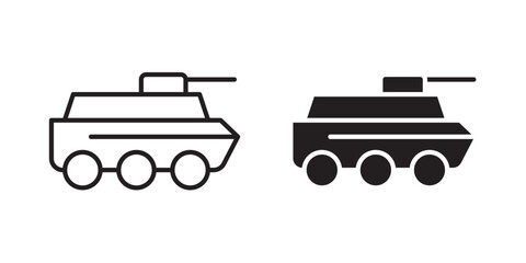 Fototapeta premium Armored vehicle icon flat outline in black