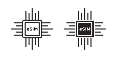 Obraz premium ESIM icon flat outline in black