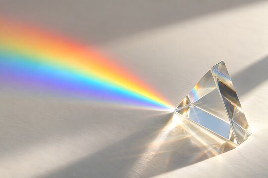 Glass Prism Casting a Rainbow Spectrum in Warm Sunlight