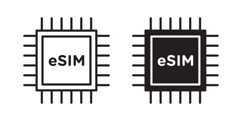 Obraz premium ESIM icon flat outline in black