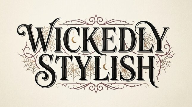 Wickedly stylish vintage typography design with ornate flourishes and decorative elements