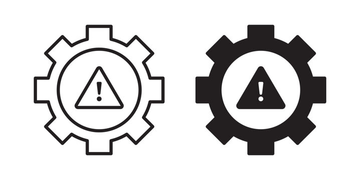 Technical warning icon flat outline in black