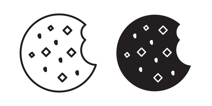 Cookie icon flat outline in black