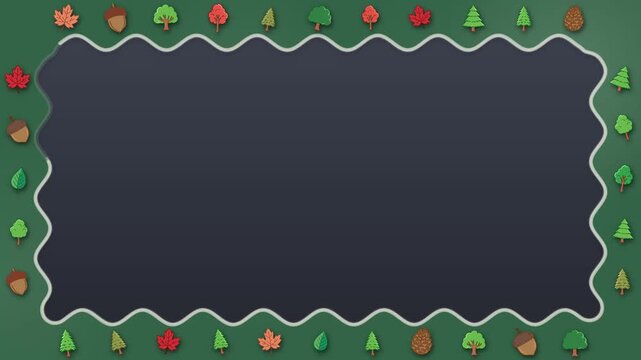 Chalkboard Frame Animation with Autumn Nature Border and Copy Space