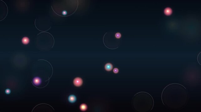 Abstract glowing particles floating in dark background motion
