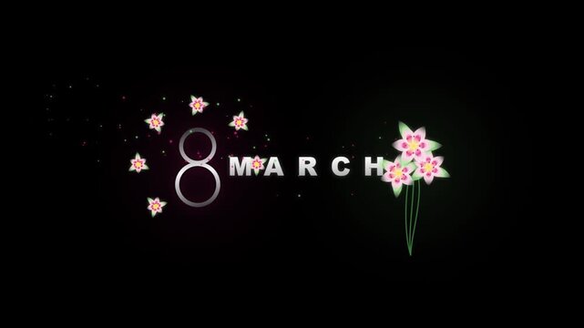 8 march international women's day floral greeting motion animation
