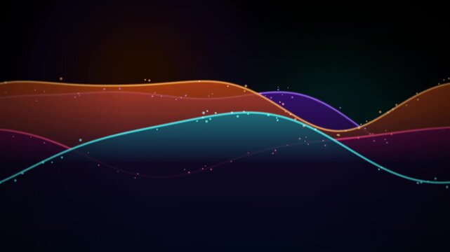 Abstract glowing wave background, with floating particles, and smooth motion