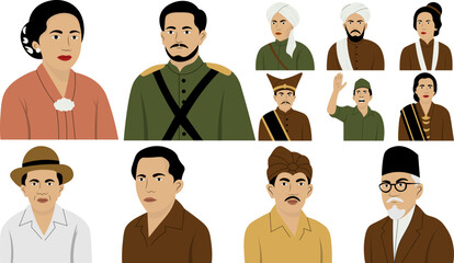 Fototapeta premium Indonesian Independent Heroes Illustration