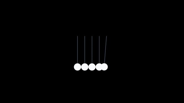 Kinetic energy cradle pendulum loading screen animation with glowing white spheres