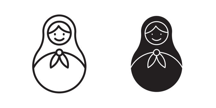 Nesting dolls icon flat outline in black