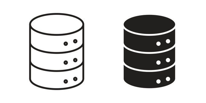 Database icon flat outline in black