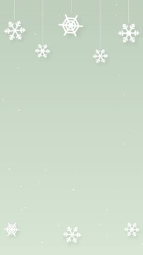 Paper Cut Snowflakes Christmas Title Background on Sage Green