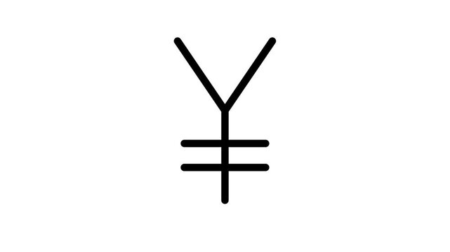 Animated Japanese Yen and Chinese Yuan Sign Icon Motion Graphic Loop with Alpha Channel