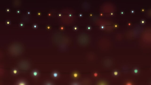 Christmas String Lights Background with Glowing Bulbs