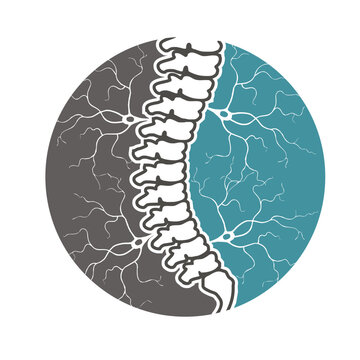 chiropractic logo design template. Human spine symbol for medical logo design vector.
