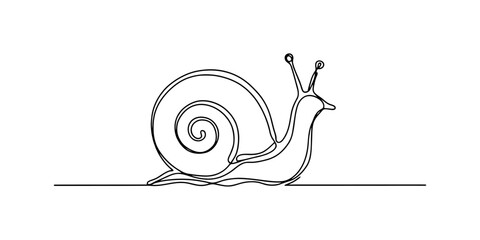 Continuous single line drawing of a cute snail © Line Art