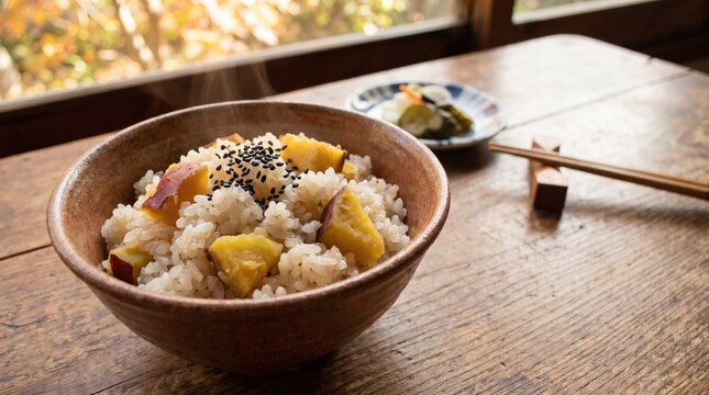 黄金色のさつまいもがたっぷり入った優しい甘みの和風ご飯