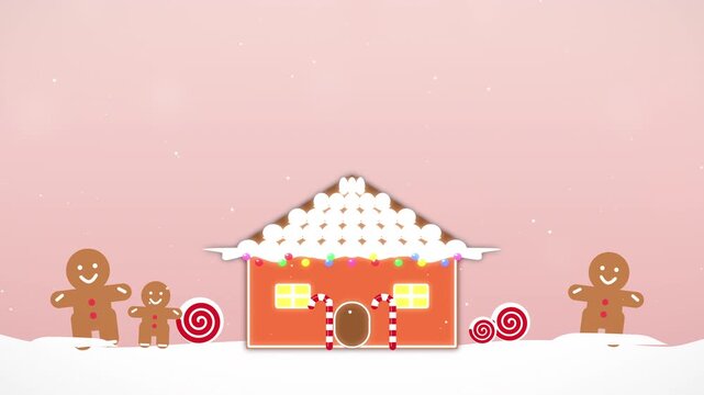 Christmas Gingerbread House Background with Sugar Snow