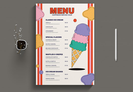 Ice Cream Menu Board Template