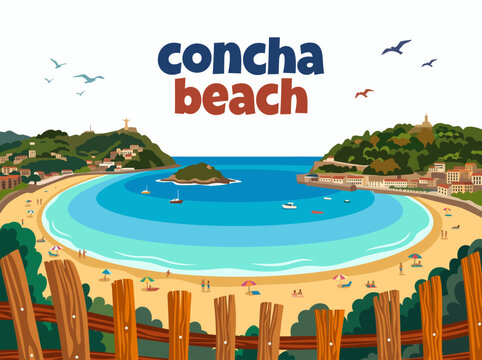 la concha beach coastal landscape ocean shoreline travel tourism nature destination famous beach spain san sebastian bay waves sand urban summer