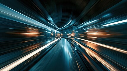Fototapeta premium Futuristic abstract tunnel with streaks of light, representing speed, technology, and motion