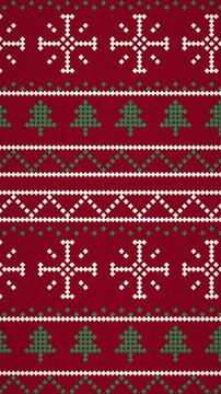 Red Nordic Knit Sweater Pattern Background for Christmas