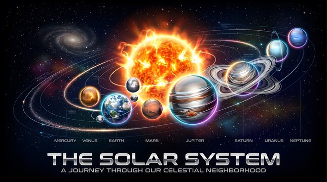 Metallic 3D Vector Solar System with Dynamic RGB Rim Lighting