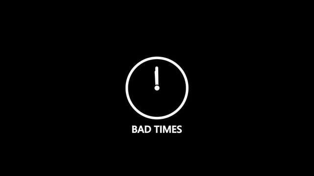 Minimalist White Clock with Short Hands on a Black Background Symbolizing Bad Times or a Sense of Urgency and Limited Time