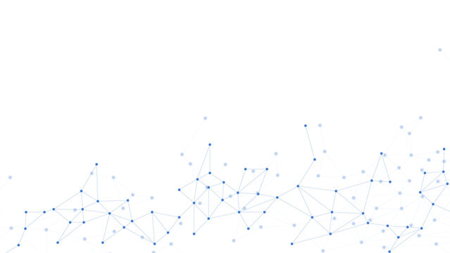 Technology Network Background with Connected Blue Dots and Lines, Digital Data Connection, Abstract Communication and Cyber Network Design