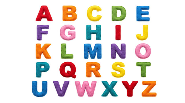 Colorful alphabet letters with textured solated on transparent background