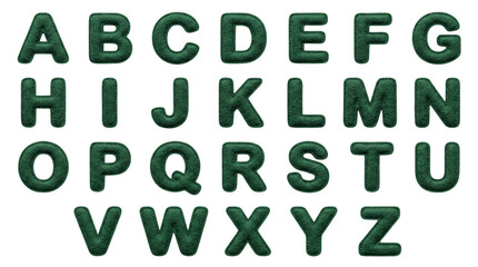 Dark green textured alphabet letters on black solated on transparent background © PNG Studio 99