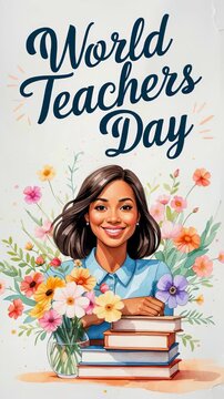 Banner poster greeting card world teachers day knowledge school college and university AI Generative