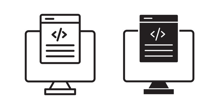 Display code icon flat outline in black